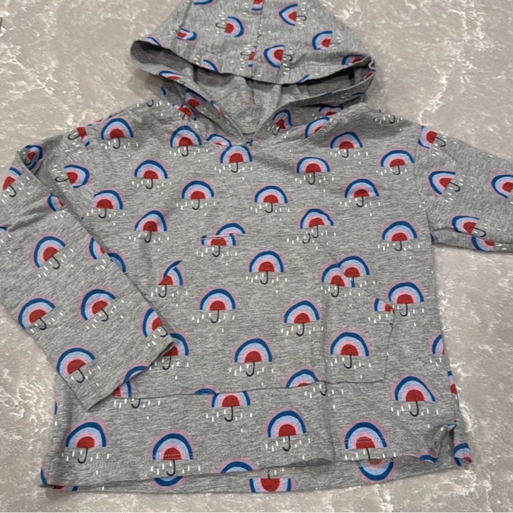 Tea Collection Gray Hoodie with Colorful Rainbow Design